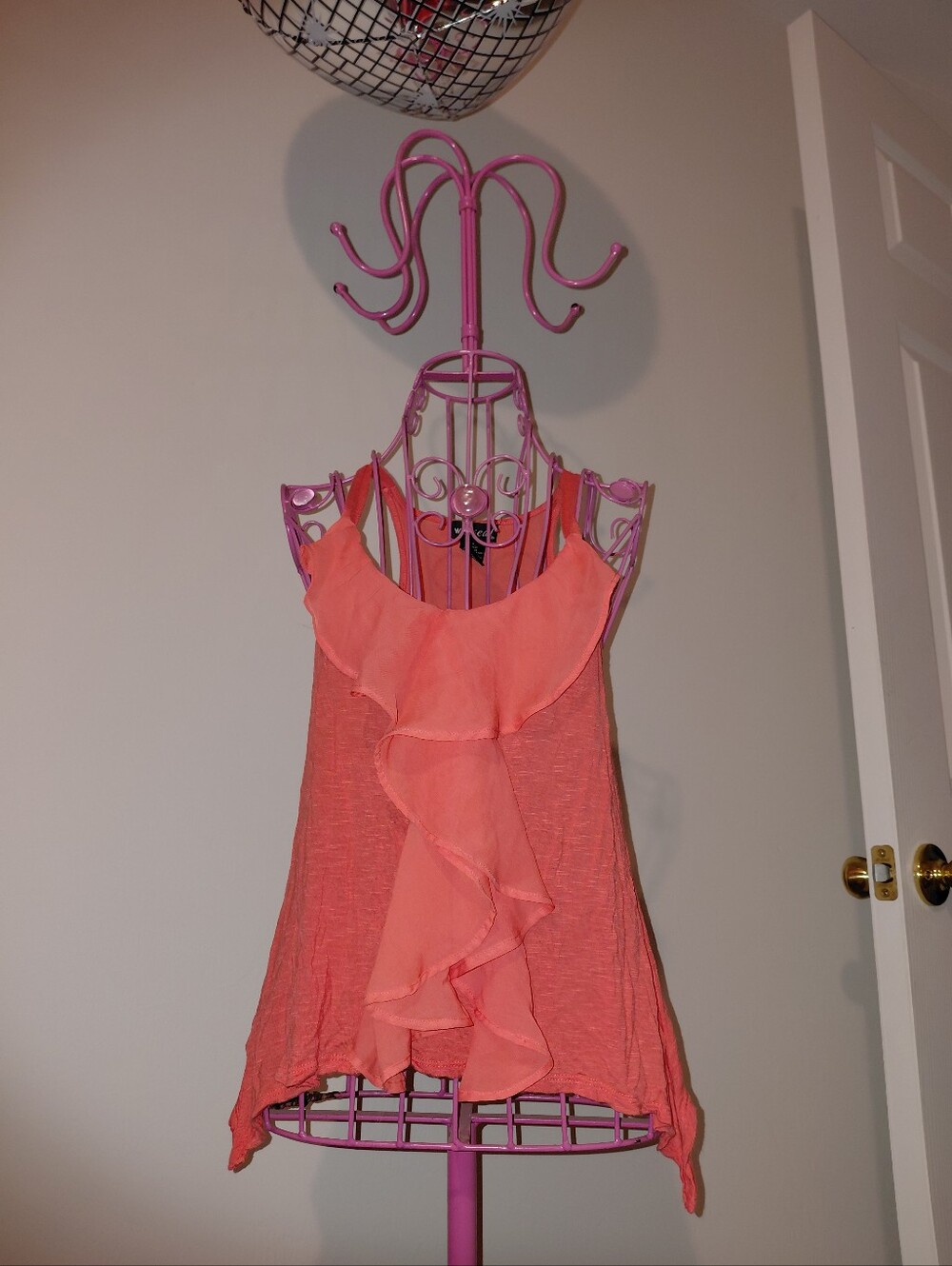 Size S Wet Seal Coral Ruffle Sleeveless Camisole